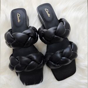 Clarks Women's Black Braided Sandals